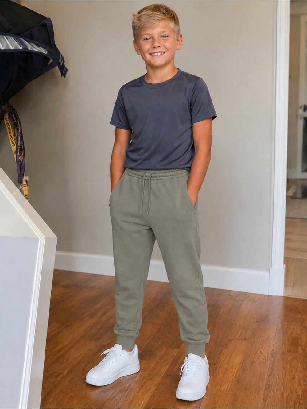Olive Green Jogger Sweatpants with Elastic Waist Men’s Small